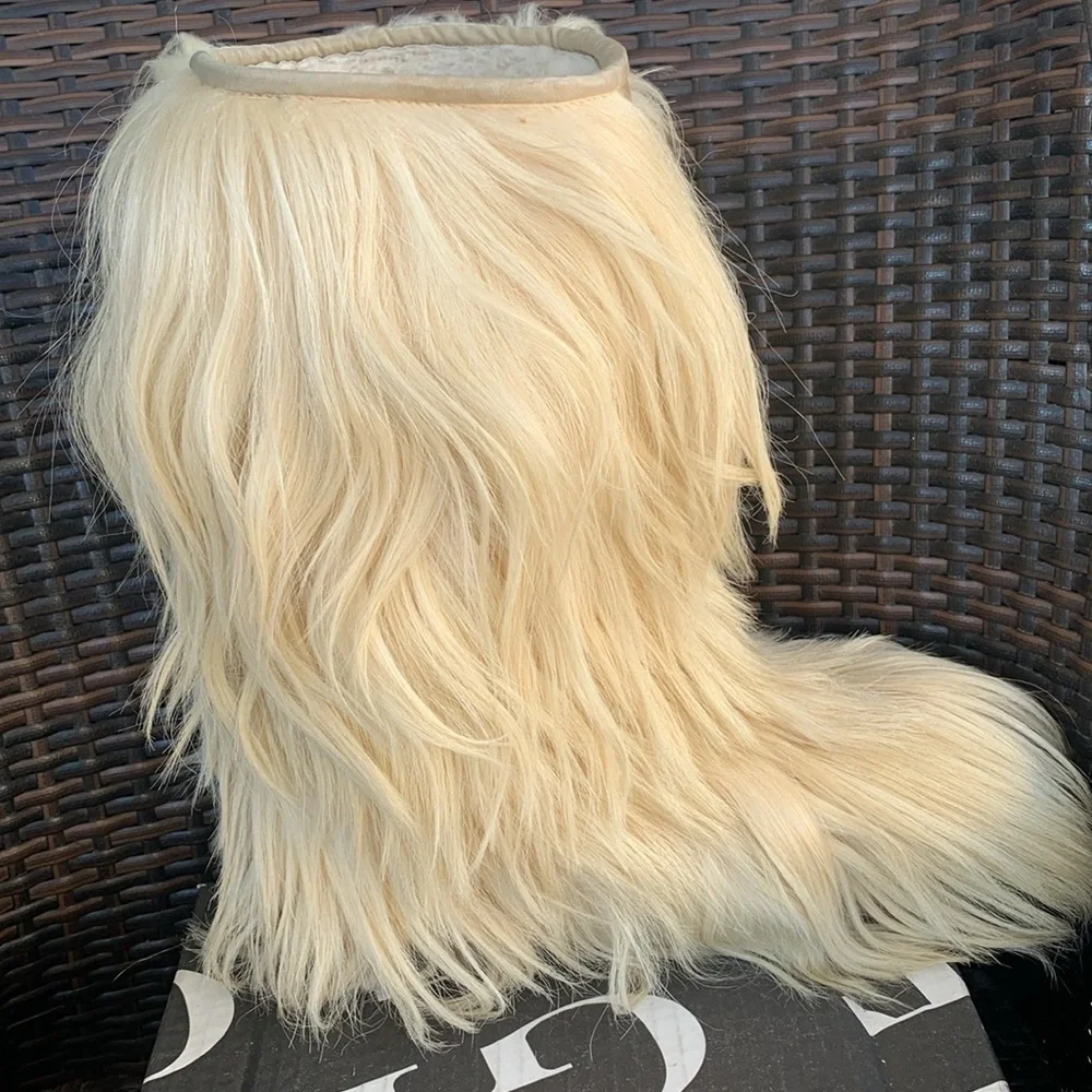 Vintage Open Country ROLUC IDEAL Low Goat Fur Ski YETI Boho Snow Boots - Picture 9 of 16